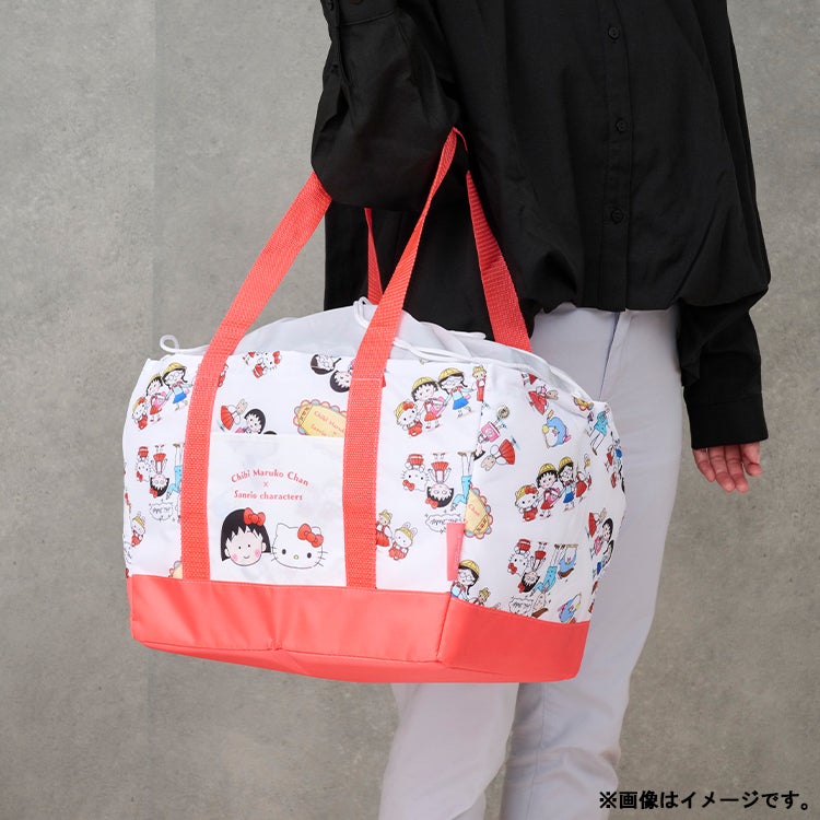 ちびまる子ちゃん×サンリオキャラクターズ 巾着式レジカゴ用保冷バッグ　レジ　スーパーかご
