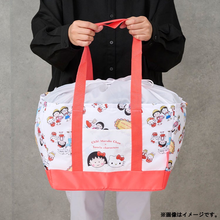ちびまる子ちゃん×サンリオキャラクターズ 巾着式レジカゴ用保冷バッグ　レジ　スーパーかご