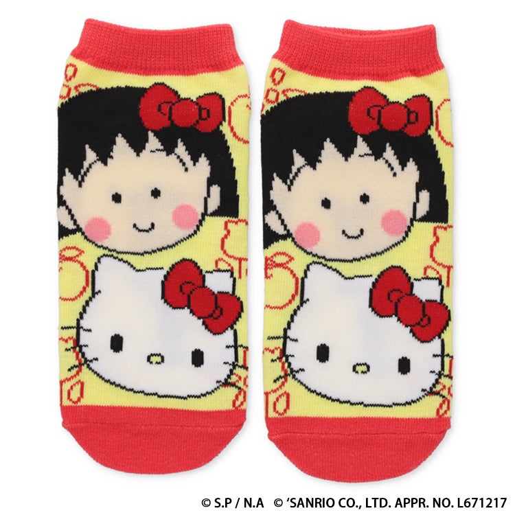 ちびまる子ちゃん×サンリオキャラクターズ キャラックス　ハローキティ　大人靴下　マロンクリーム