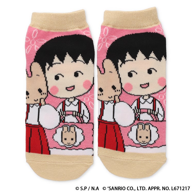 ちびまる子ちゃん×サンリオキャラクターズ キャラックス　ハローキティ　大人靴下　マロンクリーム