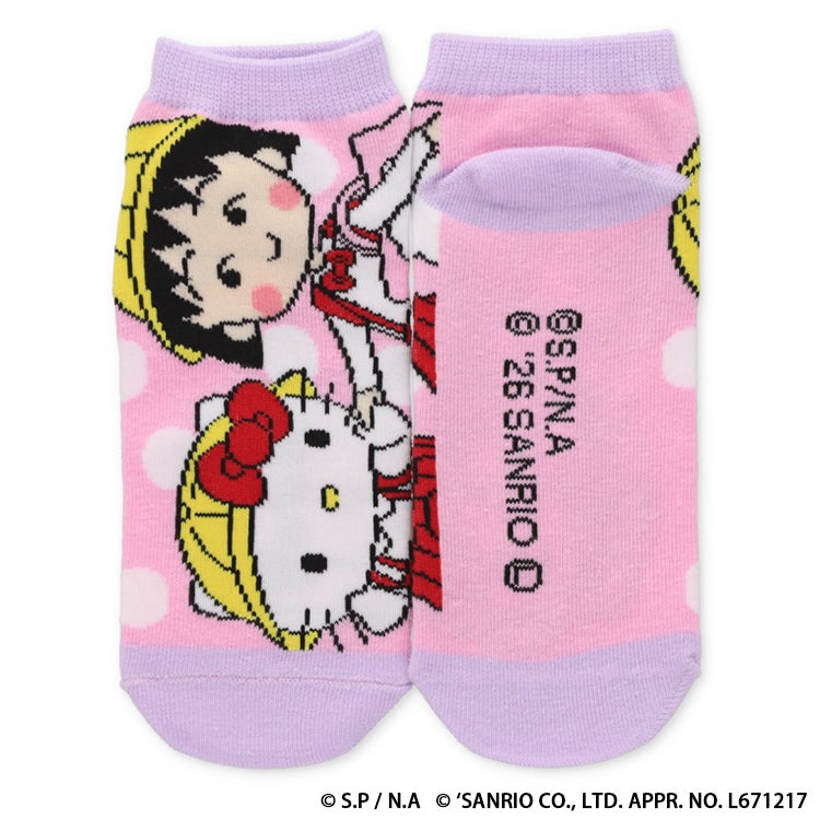 ちびまる子ちゃん×サンリオキャラクターズ キャラックス　ハローキティ　大人靴下