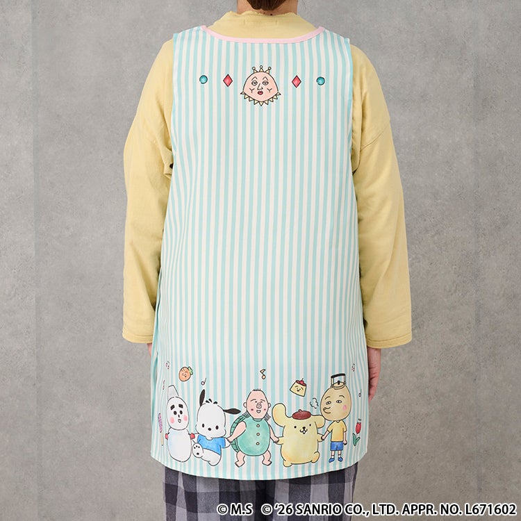 【コジコジ】コジコジ×サンリオキャラクターズ エプロン（グリーンストライプ） 保育士エプロン　割烹着