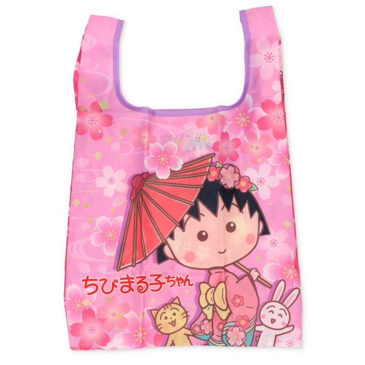  【ちびまる子ちゃん】エコバッグM（桜）　お買い物バッグ　ポーチ