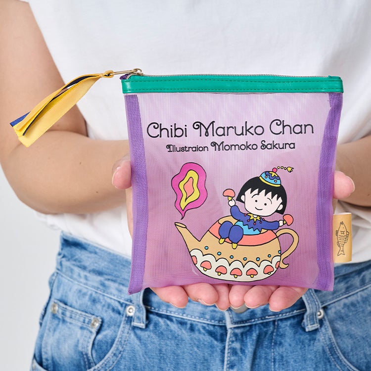 【ちびまる子ちゃん】メッシュポーチS（エキゾチック/きのこ）　小物入れ　ポーチ　化粧ポーチ