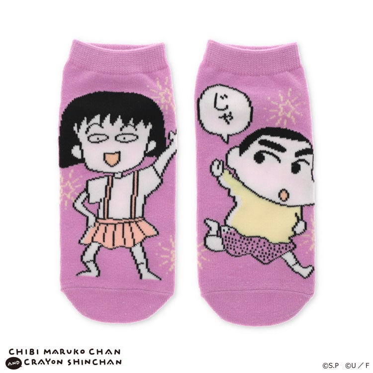 【ちびまる子ちゃん】ちびまる子ちゃん×クレヨンしんちゃん キャラックス（じゃ/PU）　靴下　キャラクター