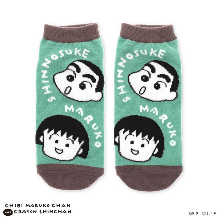 【ちびまる子ちゃん】ちびまる子ちゃん×クレヨンしんちゃん キャラックス（フェイス/GR）　靴下　キャラクター