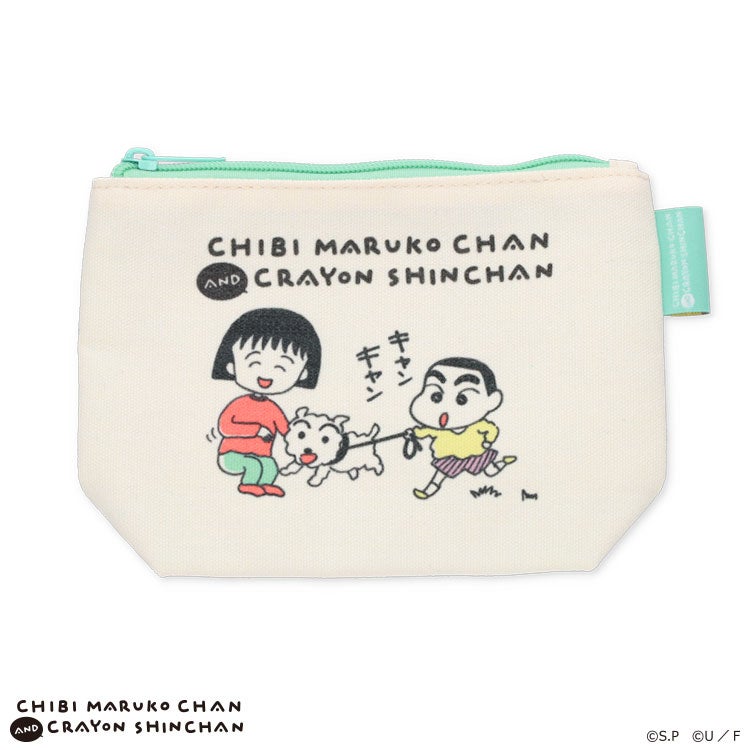 【ちびまる子ちゃん】ちびまる子ちゃん×クレヨンしんちゃん グッディポーチ（KV/GR）　小物入れ