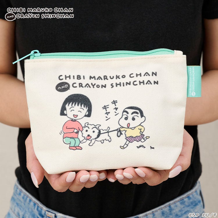 【ちびまる子ちゃん】ちびまる子ちゃん×クレヨンしんちゃん グッディポーチ（KV/GR）　小物入れ