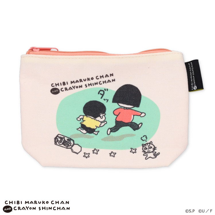 【ちびまる子ちゃん】ちびまる子ちゃん×クレヨンしんちゃん グッディポーチ（ダッ/PK）　小物入れ　化粧ポーチ