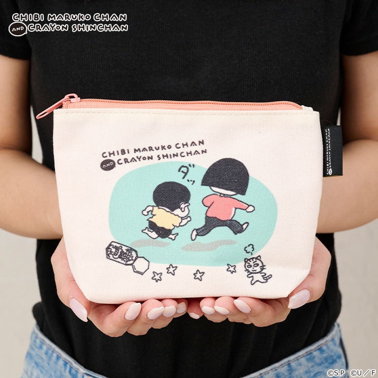【ちびまる子ちゃん】ちびまる子ちゃん×クレヨンしんちゃん グッディポーチ（ダッ/PK）　小物入れ　化粧ポーチ