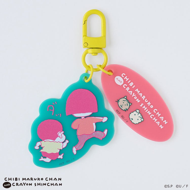 【ちびまる子ちゃん】ちびまる子ちゃん×クレヨンしんちゃん カラーアクリルキーホルダー（ダッ/GR×PK）　キーホルダー　アニメ　キャラクター