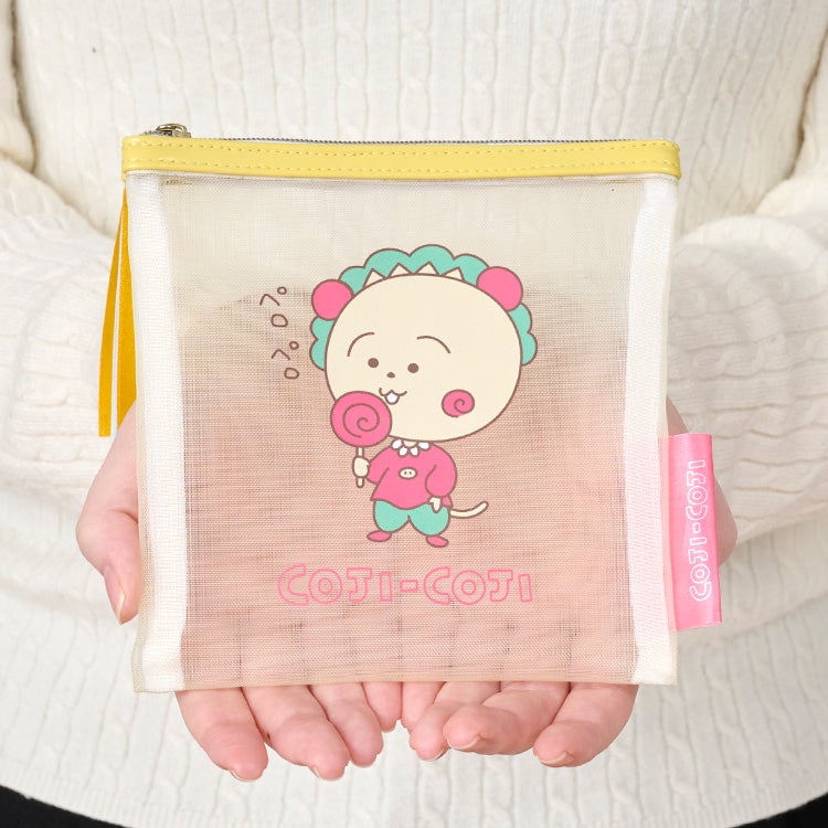 【コジコジ】メッシュポーチ S（YE）　小物入れ　雑貨　ポーチ　化粧ポーチ　シール入れ　メッシュ　キャラクター　グッズ