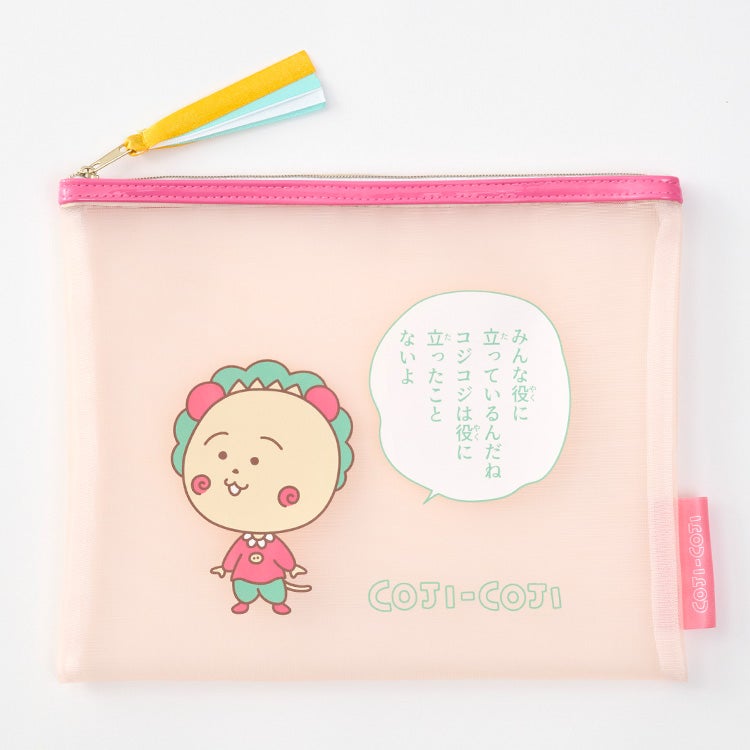 【コジコジ】メッシュポーチフラット（PK）　小物入れ　雑貨　ポーチ　化粧ポーチ　シール入れ　メッシュ　キャラクター　グッズ