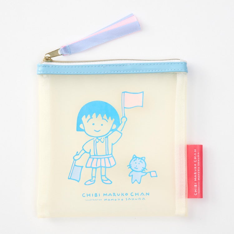 【ちびまる子ちゃん】メッシュポーチS（BL）　小物入れ　雑貨　ポーチ　化粧ポーチ　シール入れ　メッシュ　キャラクター　グッズ