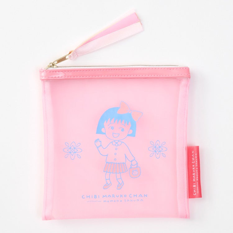 【ちびまる子ちゃん】メッシュポーチS（PK）　小物入れ　雑貨　ポーチ　化粧ポーチ　シール入れ　メッシュ　キャラクター　グッズ
