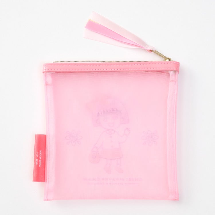 【ちびまる子ちゃん】メッシュポーチS（PK）　小物入れ　雑貨　ポーチ　化粧ポーチ　シール入れ　メッシュ　キャラクター　グッズ